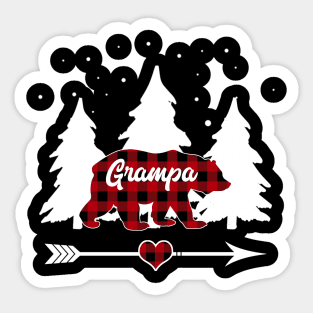 Grampa Bear Buffalo Red Plaid Matching Family Christmas Sticker